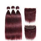 13X4 توری Frontal 100٪ برزیل Virgin Hair / 99J رنگ ابریشمی راست بافت موی انسان